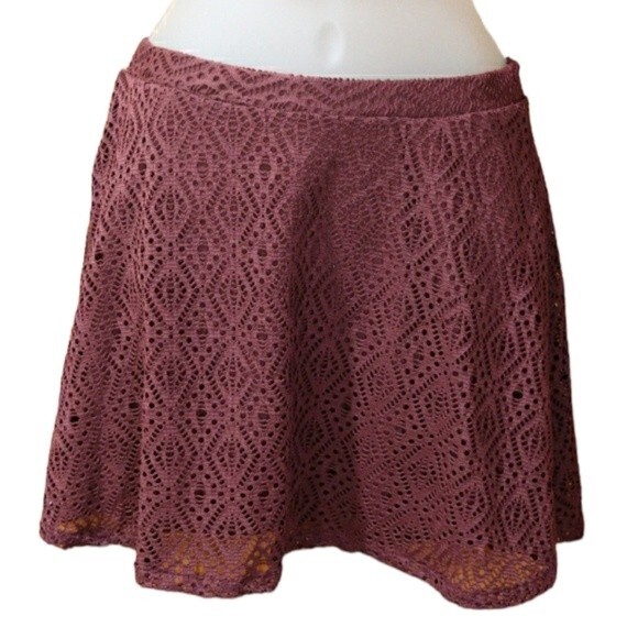 Cape juby Lace Burgundy mini Skirt Aline Small - Picture 1 of 6